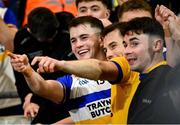 8 December 2024; Ruairi Canavan, left, and Errigal Ciarán goalkeeper Darragh McAnenly after the AIB Ulster GAA Senior Club Football Championship final match between Errigal Ciarán of Tyrone and Kilcoo of Down at BOX-IT Athletic Grounds in Armagh. Photo by Ramsey Cardy/Sportsfile