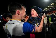 8 December 2024; Darragh Canavan of Errigal Ciarán with his dad Peter after the AIB Ulster GAA Senior Club Football Championship final match between Errigal Ciarán of Tyrone and Kilcoo of Down at BOX-IT Athletic Grounds in Armagh. Photo by Ramsey Cardy/Sportsfile