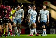 8 December 2024; Andrew Porter of Leinster is shown a yellow card by referee Pierre Brousset during the Champions Cup Round 1 match between Bristol Bears and Leinster at Ashton Gate in Bristol, England. Photo by Brendan Moran/Sportsfile