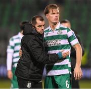 12 December 2024; Shamrock Rovers players Sean Kavanagh, left, and Daniel Cleary after the UEFA Conference League 2024/25 league phase match between Shamrock Rovers and Borac at Tallaght Stadium in Dublin. Photo by Stephen McCarthy/Sportsfile