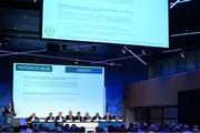 30 November 2024; GAA Football Review Committee chairperson Jim Gavin speaking about motion 37-39 during the GAA Special Congress 2024 at Croke Park in Dublin. Photo by Piaras Ó Mídheach/Sportsfile