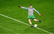 19 October 2024; Leinster goalkeeper Stephen Cluxton takes a kick-out during the Allianz GAA Football Interprovincial Championship Shield Final match between Leinster and Munster at Croke Park in Dublin. Photo by Piaras Ó Mídheach/Sportsfile