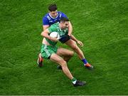 19 October 2024; James McCarthy of Leinster in action against Colm O Callaghan of Munster during the Allianz GAA Football Interprovincial Championship Shield Final match between Leinster and Munster at Croke Park in Dublin. Photo by Piaras Ó Mídheach/Sportsfile