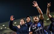14 December 2024; Bordeaux-Begles players including Joey Carbery and Yoram Moefana celebrate after the Champions Cup Pool 1 match between Ulster and Bordeaux Begles at Kingspan Stadium in Belfast. Photo by Ramsey Cardy/Sportsfile