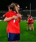 14 December 2024; Kilkerrin-Clonberne players Ailish Morrissey, right, and Hannah Noone celebrate after their side's victory in the AIB LGFA All-Ireland Senior Club Championship final match between Kilmacud Crokes of Dublin and Kilkerrin-Clonberne of Galway at Croke Park in Dublin. Photo by Shauna Clinton/Sportsfile