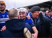 15 December 2024; Colm McCarthy of Sarsfields celebrates with supporters after his side's victory the AIB GAA Hurling All-Ireland Senior Club Championship semi-final match between Sarsfields of Cork and Slaughtneil of Derry at Cedral St Conleth's Park in Newbridge, Kildare. Photo by Piaras Ó Mídheach/Sportsfile