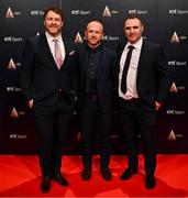 15 December 2024; Eddie Kelly, David O'Sullivan and Jim Butler during the RTÉ Sports Awards 2024 at RTÉ studios in Donnybrook, Dublin. Photo by Ben McShane/Sportsfile