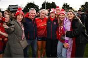 15 December 2024; Clare O'Meara of Mungret St Paul’s celebrates with supporters after their side's victory in the 2024 AIB All-Ireland Ladies Junior Club Football Championship Final match between Mungret St Paul’s, Limerick, and Na Dúnaibh, Donegal, at Parnell Park in Dublin. Photo by Seb Daly/Sportsfile