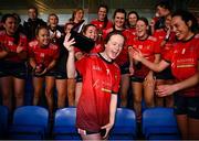 15 December 2024; AIB Player of the Match Mairead Clancy of Mungret St Paul’s after the 2024 AIB All-Ireland Ladies Junior Club Football Championship Final match between Mungret St Paul’s, Limerick, and Na Dúnaibh, Donegal, at Parnell Park in Dublin. Photo by Seb Daly/Sportsfile