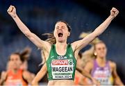 9 June 2024; Ciara Mageean of Ireland celebrates winning the women's 1500m final during day three of the 2024 European Athletics Championships at the Stadio Olimpico in Rome, Italy. Photo by Sam Barnes/Sportsfile