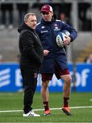 14 December 2024; Ulster head coach Richie Murphy, left, and Bordeaux-Begles attack coach Noel McNamara before the Champions Cup Pool 1 match between Ulster and Bordeaux Begles at Kingspan Stadium in Belfast. Photo by Ramsey Cardy/Sportsfile