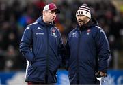14 December 2024; Bordeaux-Begles attack coach Noel McNamara, left, and Performance Director Thibault Giroud before the Champions Cup Pool 1 match between Ulster and Bordeaux Begles at Kingspan Stadium in Belfast. Photo by Ramsey Cardy/Sportsfile