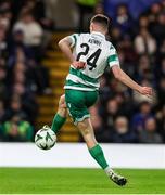 19 December 2024; Johnny Kenny of Shamrock Rovers has a shot on goal during the UEFA Conference League 2024/25 league phase match between Chelsea and Shamrock Rovers at Stamford Bridge in London, England. Photo by Harry Murphy/Sportsfile
