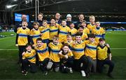21 December 2024; The Clondalkin RFC team with Leinster players Rob Russell, James Lowe and John McKee before the United Rugby Championship match between Leinster and Connacht at the Aviva Stadium in Dublin. Photo by Brendan Moran/Sportsfile