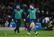 21 December 2024; Leinster water carriers Cormac Foley, right, and contact skills coach Sean O'Brien during the United Rugby Championship match between Leinster and Connacht at the Aviva Stadium in Dublin. Photo by Seb Daly/Sportsfile