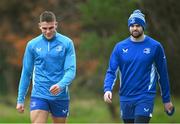 23 December 2024; Leinster players Aitzol King, left, and Harry Byrne arrive before a Leinster Rugby squad training session at UCD in Dublin. Photo by Shauna Clinton/Sportsfile