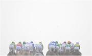 27 December 2024; A general view of runners and riders amidst heavy fog during the Paddy Power 3-Y-O Maiden Hurdle on day two of the Leopardstown Christmas Festival at Leopardstown Racecourse in Dublin. Photo by David Fitzgerald/Sportsfile