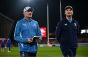 27 December 2024; Leinster senior coach Jacques Nienaber, left, and assistant coach Tyler Bleyendaal before the United Rugby Championship match between Munster and Leinster at Thomond Park in Limerick. Photo by Seb Daly/Sportsfile