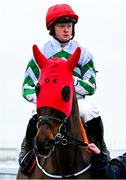 5 January 2025; Firefox, with Sam Ewing up, before The Racing Post Novice Steeplechase at Naas Racecourse in Kildare. Photo by Shauna Clinton/Sportsfile