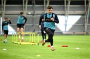 10 January 2025; Simon Power during a St Patrick's Athletic pre-season training session at the National Indoor Arena on the Sport Ireland Campus in Dublin. Photo by Stephen McCarthy/Sportsfile