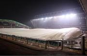 11 January 2025; Frost covers are seen on the pitch before the Investec Champions Cup Pool 1 match between Leicester Tigers and Ulster at Mattioli Woods Welford Road in Leicester, England. Photo by Harry Murphy/Sportsfile