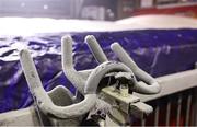 11 January 2025; Snow is seen on a watt bike before the Investec Champions Cup Pool 1 match between Leicester Tigers and Ulster at Mattioli Woods Welford Road in Leicester, England. Photo by Harry Murphy/Sportsfile
