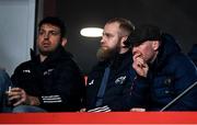 11 January 2025; Peter O'Mahony of Munster, right, with team-mates Jean Kleyn, left, and Jeremy Loughman during the Investec Champions Cup Pool 3 match between Munster and Saracens at Thomond Park in Limerick. Photo by David Fitzgerald/Sportsfile
