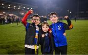 11 January 2025; Errigal Ciarán supporters, from left, Séamus Shields, Éanna Quinn and Daithí McGarvey celebrate after their side's victory in the AIB GAA Football All-Ireland Senior Club Championship semi-final match between Dr Crokes and Errigal Ciarán at Cedral St Conleth's Park in Newbridge, Kildare. Photo by Piaras Ó Mídheach/Sportsfile