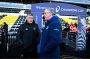 12 January 2025; Stade Rochelais head coach Ronan O'Gara, left, and Leinster chief operations officer Guy Easterby before the Investec Champions Cup Pool 2 match between Stade Rochelais and Leinster at Stade Marcel Deflandre in La Rochelle, France. Photo by Brendan Moran/Sportsfile