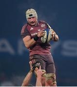 11 January 2025; Fineen Wycherley of Munster during the Investec Champions Cup Pool 3 match between Munster and Saracens at Thomond Park in Limerick. Photo by David Fitzgerald/Sportsfile
