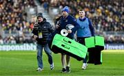 12 January 2025; Leinster senior kitman Jim Bastick and sports scientist Jack O'Brien before the Investec Champions Cup Pool 2 match between Stade Rochelais and Leinster at Stade Marcel Deflandre in La Rochelle, France. Photo by Brendan Moran/Sportsfile