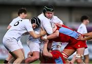 15 January 2025; Daniel Jordan of Presentation College, Bray, centre, during the Bank of Ireland Leinster Rugby Boys Schools Vinnie Murray Cup quarter-final match between CUS and Presentation College, Bray at Energia Park in Dublin. Photo by Tyler Miller/Sportsfile