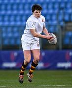 15 January 2025; Daniel Moraghan of Presentation College, Bray during the Bank of Ireland Leinster Rugby Boys Schools Vinnie Murray Cup quarter-final match between CUS and Presentation College, Bray at Energia Park in Dublin. Photo by Tyler Miller/Sportsfile