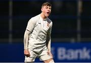 15 January 2025; Sean McDonald of Presentation College, Bray celebrates after his side's victory in the Bank of Ireland Leinster Rugby Boys Schools Vinnie Murray Cup quarter-final match between CUS and Presentation College, Bray at Energia Park in Dublin. Photo by Tyler Miller/Sportsfile
