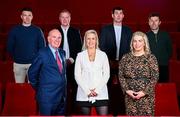 16 January 2025; In attendance are, front row from left, Michael Bond, Bríd Stack, and Ursula Jacob, back row from left, Pádraic Maher, Ronan Clarke, Eamon McGee and Ben O'Connor during the launch of TG4's award-winning Laochra Gael series at the Light House Cinema in Dublin. The Gaelic sport biography series returns with eight new GAA legends profiled for Season 23. Photo by Seb Daly/Sportsfile