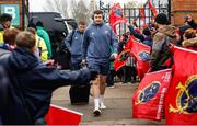 18 January 2025; Fineen Wycherley of Munster arrives before the Investec Champions Cup Pool 3 match between Northampton Saints and Munster at cinch Stadium at Franklins Gardens in Northampton, England. Photo by Matt Impey/Sportsfile