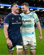 18 January 2025; Jack Conan of Leinster and Ross Molony of Bath after the Investec Champions Cup Pool 2 match between Leinster and Bath at the Aviva Stadium in Dublin. Photo by Brendan Moran/Sportsfile