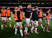 18 January 2025; Ross Molony of Bath, centre, before the Investec Champions Cup Pool 2 match between Leinster and Bath at the Aviva Stadium in Dublin. Photo by Brendan Moran/Sportsfile