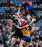 19 January 2025; Cillian Roche of Sarsfields in action against Colin Currie of Na Fianna during the AIB GAA Hurling All-Ireland Senior Club Championship final match between Na Fianna and Sarsfields at Croke Park in Dublin. Photo by Daire Brennan/Sportsfile