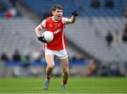 19 January 2025; Michael Fitzsimons of Cuala urges team-mates to make a run for his pass during the AIB GAA Football All-Ireland Senior Club Championship final match between Cuala and Errigal Ciarán at Croke Park in Dublin. Photo by Piaras Ó Mídheach/Sportsfile