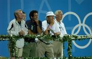 24 August 2004; Members of the Irish equestrian backroom staff, from left, John Ledingham, Team manager, Marcus Swail, Team Veterinarian, Eckhard Kuerten, Col Ned Campion, Chef de Equipe, Eddie Macken, Trainer. Markopoulo Olympic Equestrian Centre. Games of the XXVIII Olympiad, Athens Summer Olympics Games 2004, Athens, Greece. Picture credit; Brendan Moran / SPORTSFILE