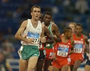 25 August 2004; Ireland's Mark Carroll (2127) leads the field during his heat of the Men's 5000m. Olympic Stadium. Games of the XXVIII Olympiad, Athens Summer Olympics Games 2004, Athens, Greece. Picture credit; Brendan Moran / SPORTSFILE