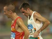 25 August 2004; Ireland's Mark Carroll after finishing his heat of the Men's 5000m and failing to qualify for the final. Olympic Stadium. Games of the XXVIII Olympiad, Athens Summer Olympics Games 2004, Athens, Greece. Picture credit; Brendan Moran / SPORTSFILE