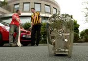 1 September 2004; Kilkenny captain Martin Comerford, right, and Cork captain Ben O'Connor at a media conference ahead of the All-Ireland hurling final. The winners get a Toyota Corolla and the runners up get a Toyota Yaris as part of Toyota's status as &quot;Official Car to the GAA&quot;. Toyota Motor Centre, Ballsbridge, Dublin. Picture credit; Brendan Moran / SPORTSFILE