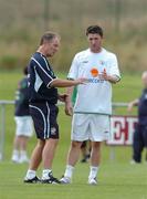 1 September 2004; Brian Kerr, Republic of Ireland manager, with Robbie Keane during squad training. Malahide FC, Malahide, Co. Dublin. Picture credit; David Maher / SPORTSFILE
