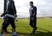 1 September 2004; Liam Miller, Republic of Ireland, who did not take any part of squad training, leaves the training pitch early. Malahide FC, Malahide, Co. Dublin. Picture credit; David Maher / SPORTSFILE