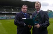 1 September 2004; Mr. Willie Ryan, who was today announced as Project Director for the redevelopment of Lansdowne Road Stadium, with Fran Rooney, CEO, FAI. Lansdowne Road, Dublin. Picture credit; Brian Lawless / SPORTSFILE