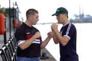 1 September 2004; Dublin Footballer Jonathan Magee, left, with International Snooker player Quenten Hann, at a photocall to promote their boxing match which will take place in the  National Stadium on 25th September. Jurys Inn, Dublin Docklands, Dublin. Picture credit; Brian Lawless / SPORTSFILE