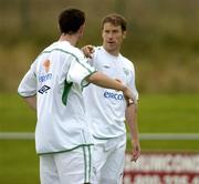 2 September 2004; Republic of Ireland captain Kenny Cunningham pictured with Andy O'Brien during squad training. Malahide FC, Malahide, Co. Dublin. Picture credit; Matt Browne / SPORTSFILE