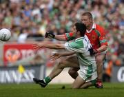 28 August 2004; Declan O'Reilly, Fermanagh, in action against Austin O'Malley, Mayo. Bank of Ireland Senior Football Championship Semi-Final Replay, Mayo v Fermanagh, Croke Park, Dublin.  Picture credit; Brian Lawless / SPORTSFILE